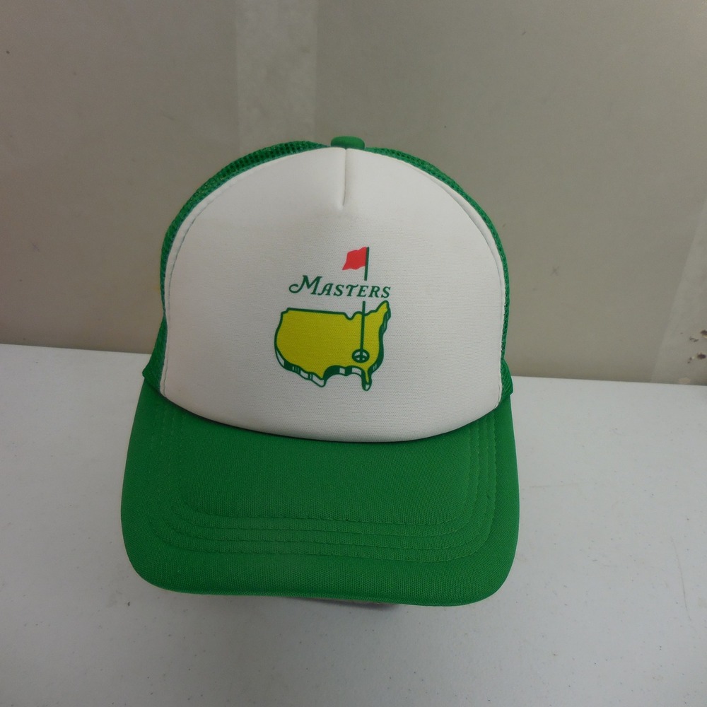 Masters Golf Tournament Trucker Hat Green White Snapback Mesh Foam Cap Vintage